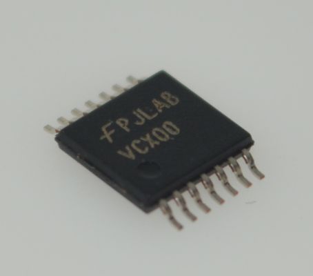 74VCX00MTCX 2.3-3.6V بوابة NAND رباعية 2-داخل مع 3.6V مدخلات / مخرجات متسامحة 100mA محرك الخروج المتوازن منخفض للغاية <2.5ns تأخير في حزمة TSSOP-14 الصغيرة