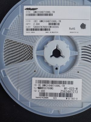 GMK316AB7106KL-TR 10μF 16V MLCC X5R 1206 ±10% Tol ESR منخفض -55°C إلى +85°C AEC-Q200