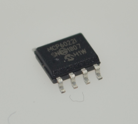 MCP6022-I/SN مزدوج Op Amp 2.7-5.5V الجهد العريض 10MHz عرض النطاق الترددي 7V/μs معدل التسلل 120dB CMRR Rail-to-Rail I/O 0.9mA طاقة منخفضة حزمة SOIC-8 الصف الصناعي