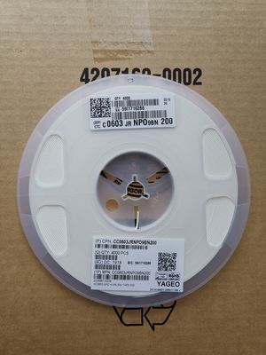 CC0603JRNPO0BN200 مكثف NPO مثالي 200pF لدوائر الترددات العالية بحجم 0603 مستقر للغاية ESR منخفض عامل Q عالي قيمة دقيقة أداء فائق متوافق مع RoHS