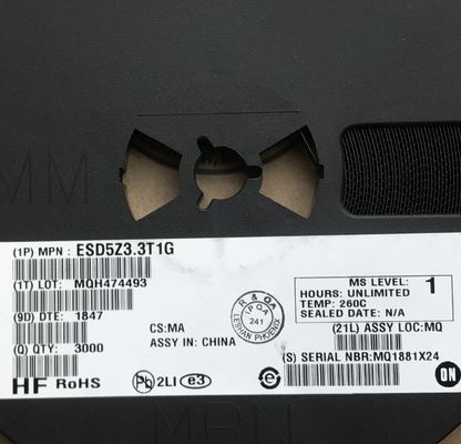 ESD5Z3.3T1G 3.3V مصراع SOD-523 حزمة <1pF سعة ثنائية الاتجاه IEC 61000-4-2 المستوى 4 (30kV) ، حماية ESD دفاع خط بيانات عالية السرعة مثالية للإلكترونيات المحمولة