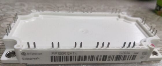 وحدة PIM IGBT FP100R12KT4 1200 فولت 100 أمبير TRENCHSTOP™ IGBT4 ذات جهد VCE(sat) منخفض 2.1 فولت، ومقوم مدمج، ومكبح، ولوح قاعدة نحاسي، ومقاومة NTC، وفقد تبديل منخفض لتطبيقات محركات الأقراص