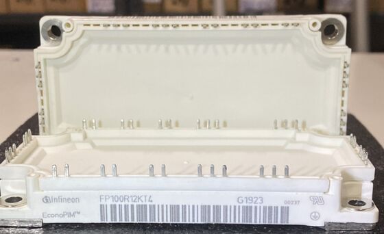 وحدة PIM IGBT FP100R12KT4 1200 فولت 100 أمبير TRENCHSTOP™ IGBT4 ذات جهد VCE(sat) منخفض 2.1 فولت، ومقوم مدمج، ومكبح، ولوح قاعدة نحاسي، ومقاومة NTC، وفقد تبديل منخفض لتطبيقات محركات الأقراص