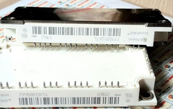 وحدة PIM IGBT FP100R12KT4 1200 فولت 100 أمبير TRENCHSTOP™ IGBT4 ذات جهد VCE(sat) منخفض 2.1 فولت، ومقوم مدمج، ومكبح، ولوح قاعدة نحاسي، ومقاومة NTC، وفقد تبديل منخفض لتطبيقات محركات الأقراص