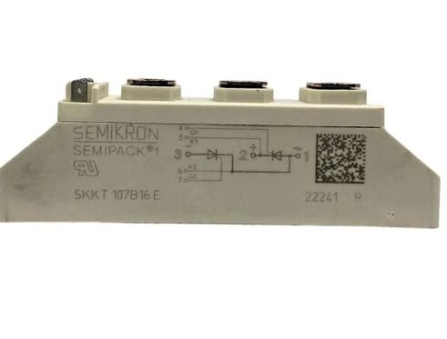 SKKT107B16E 1600V 107A وحدة ثايرستور مزدوجة VF منخفض 1.35 فولت 2.4kA موجة قاعدة سيراميك AlN نقاط ضغط SEMIPACK1 معتمدة من UL للمبتدئين الناعمين والمحركات