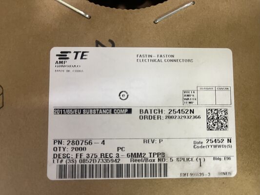 280756-4 4 الموقف 2.5mm Pitch Wire-to-Board Receptacle Crimp Housing Friction Lock Panel Mount UL 94V-0 مستقطب 4.5A تصنيف لتوزيع الطاقة والتحكم الصناعي