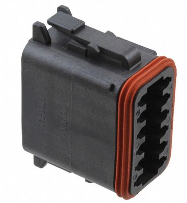 DT06-12SB 12 الموقف 4.19mm Pitch Connector Automotive Black Receptacle Crimp Housing Wedgelock القفل المتكامل IP68 مختوم 13A تصنيف للأسلاك البيئية القاسية