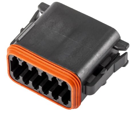 DT06-12SB 12 الموقف 4.19mm Pitch Connector Automotive Black Receptacle Crimp Housing Wedgelock القفل المتكامل IP68 مختوم 13A تصنيف للأسلاك البيئية القاسية